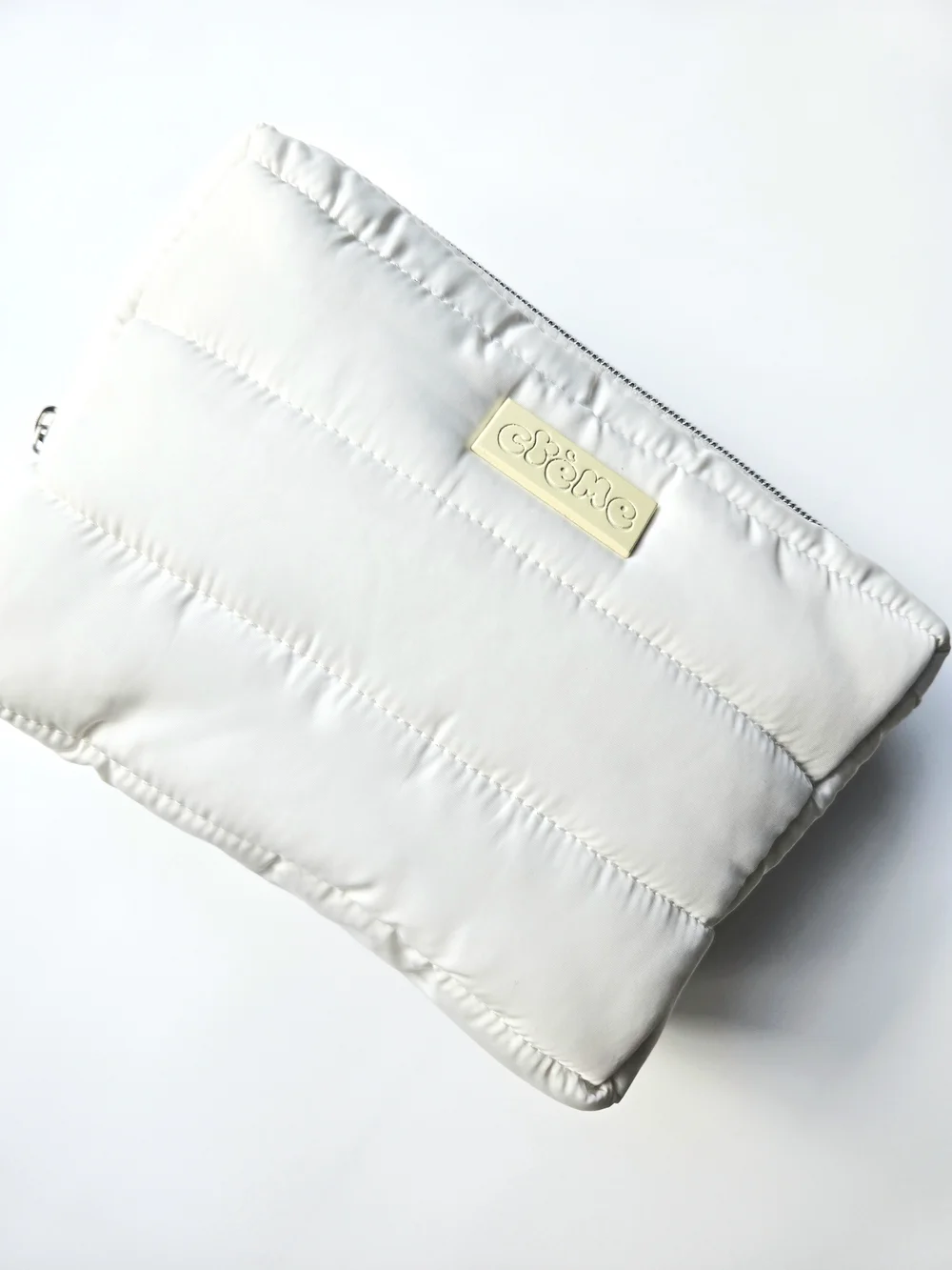 The Crème Shop White Puffy Travel Case Quilted Makeup Cosmetic Bag